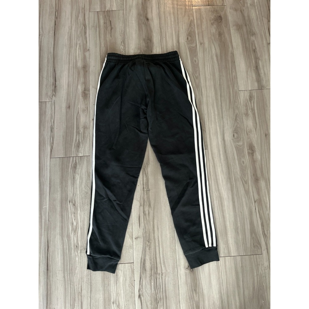 Adidas Sweatpants Mens Medium Black Fleece Lined 3 Stripes Tapered Leg Training